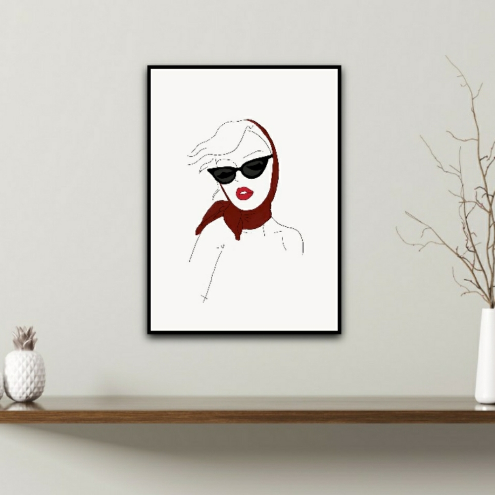 Digital Line Art Framed